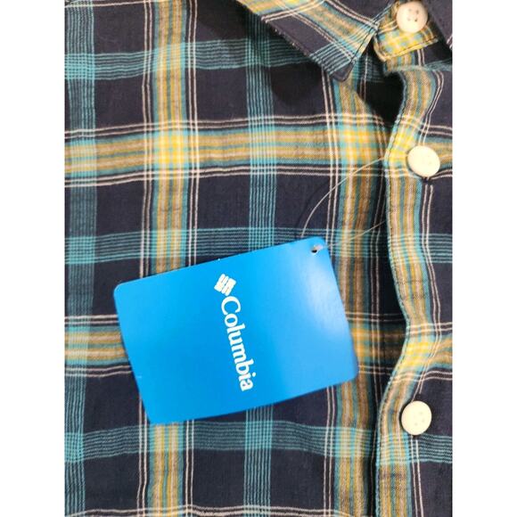 Columbia NWT Shirt Mens Medium Blue Plaid Short Sleeve Gorpcore Fishing Outdoors - Picture 6 of 13